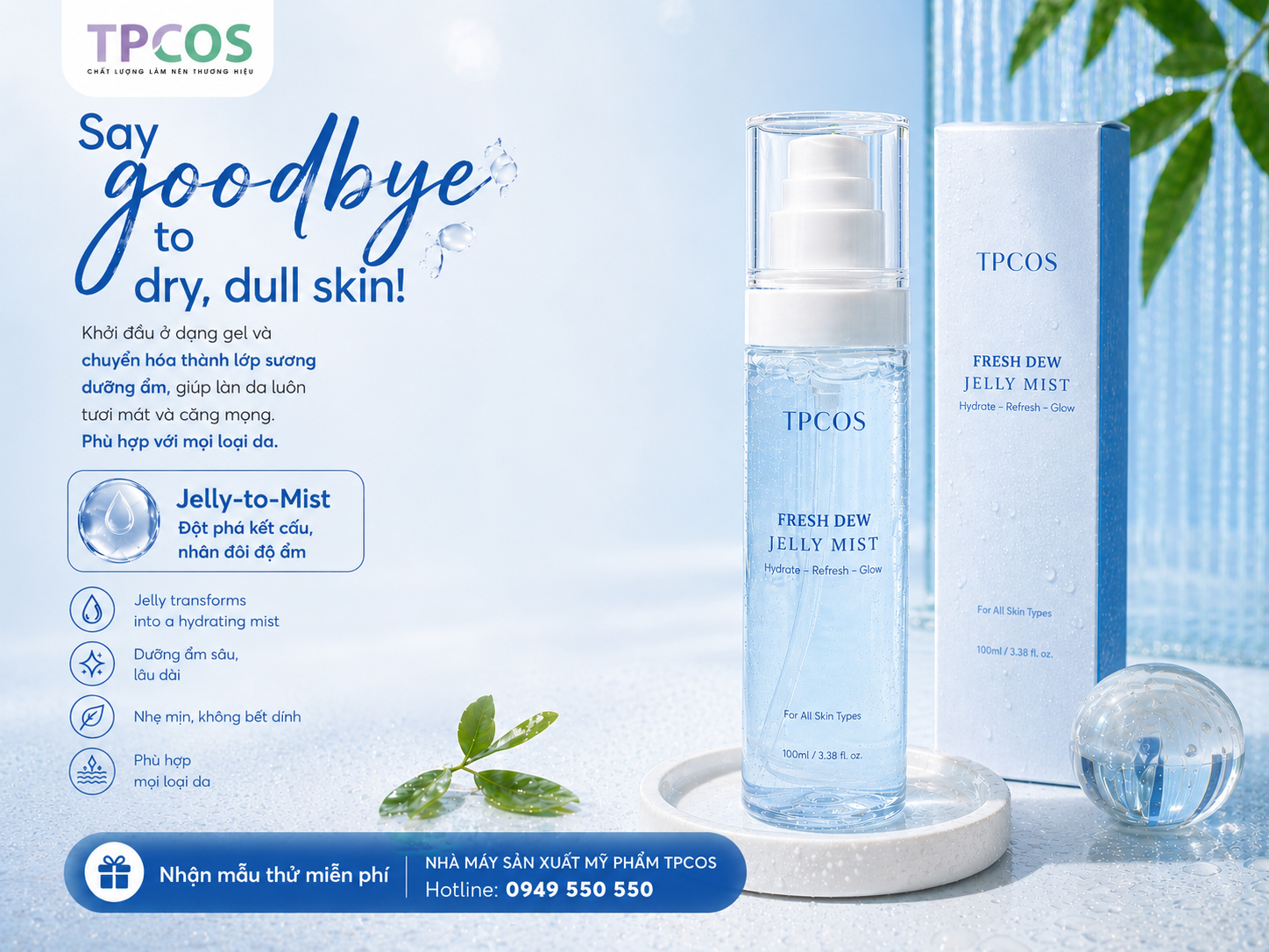 Gia Công Xịt Khoáng Thạch Jelly-To-Mist Đón Đầu Xu Hướng 2026 Độc Quyền Tại TPCOS