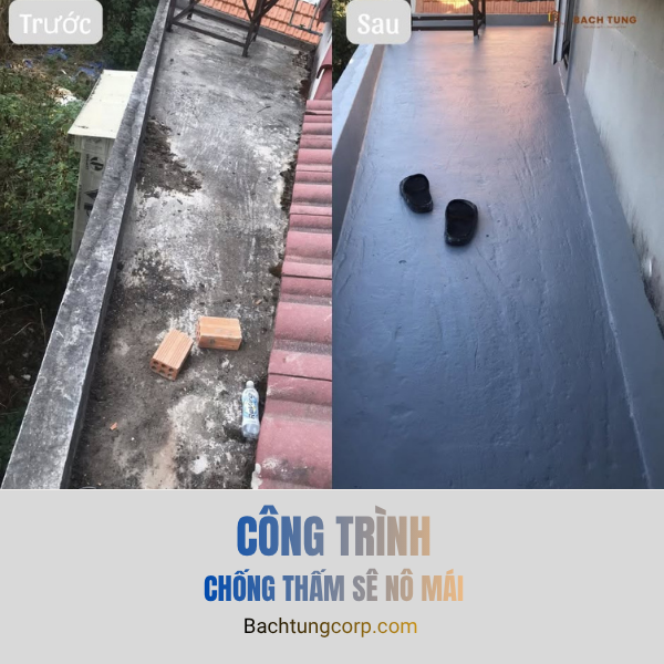 Xử lý triệt để thấm sê nô mái cho nhà ở tại đường Hùng Vương, Đà Lạt