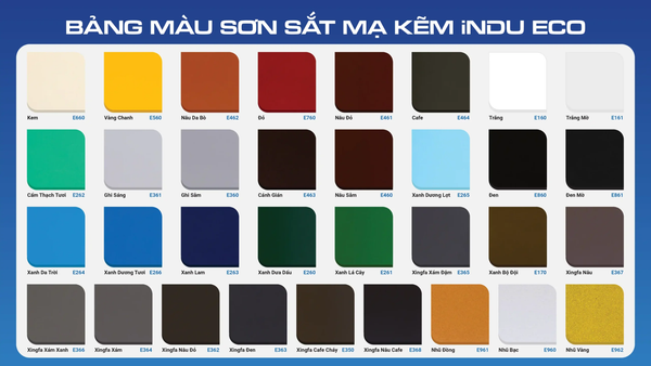 Bảng màu sơn kẽm iNDU ECO