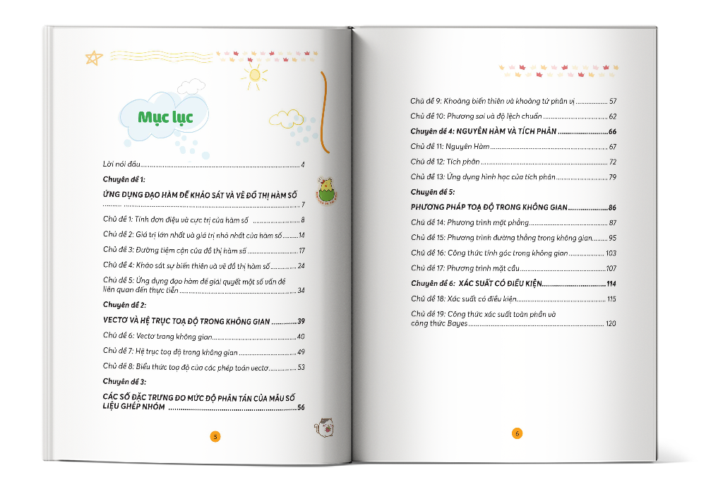 Mục lục của cuốn sách Take Note Toán Lớp 12