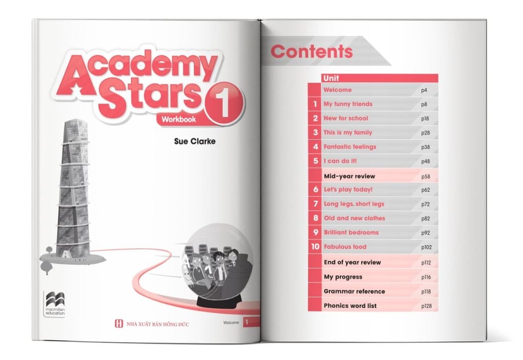 Mục lục của cuốn sách Academy Stars Workbook 1