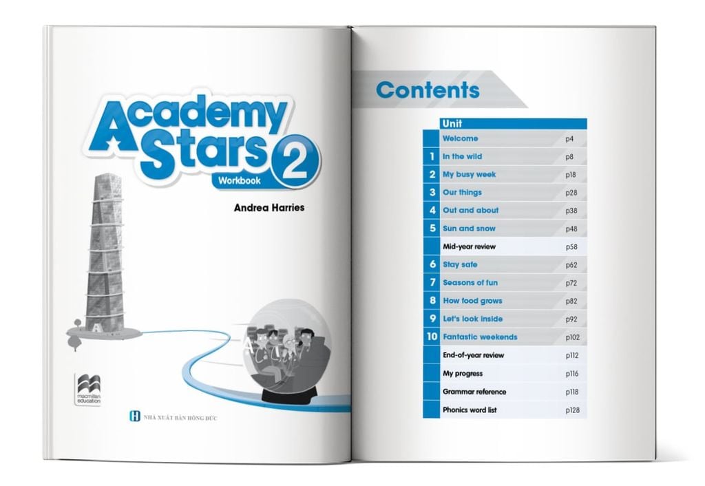 Mục lục của cuốn sách Academy Stars Workbook 2