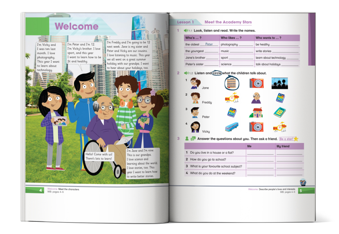 Nội dung trong sách Academy Stars 4 Pupil’s Book