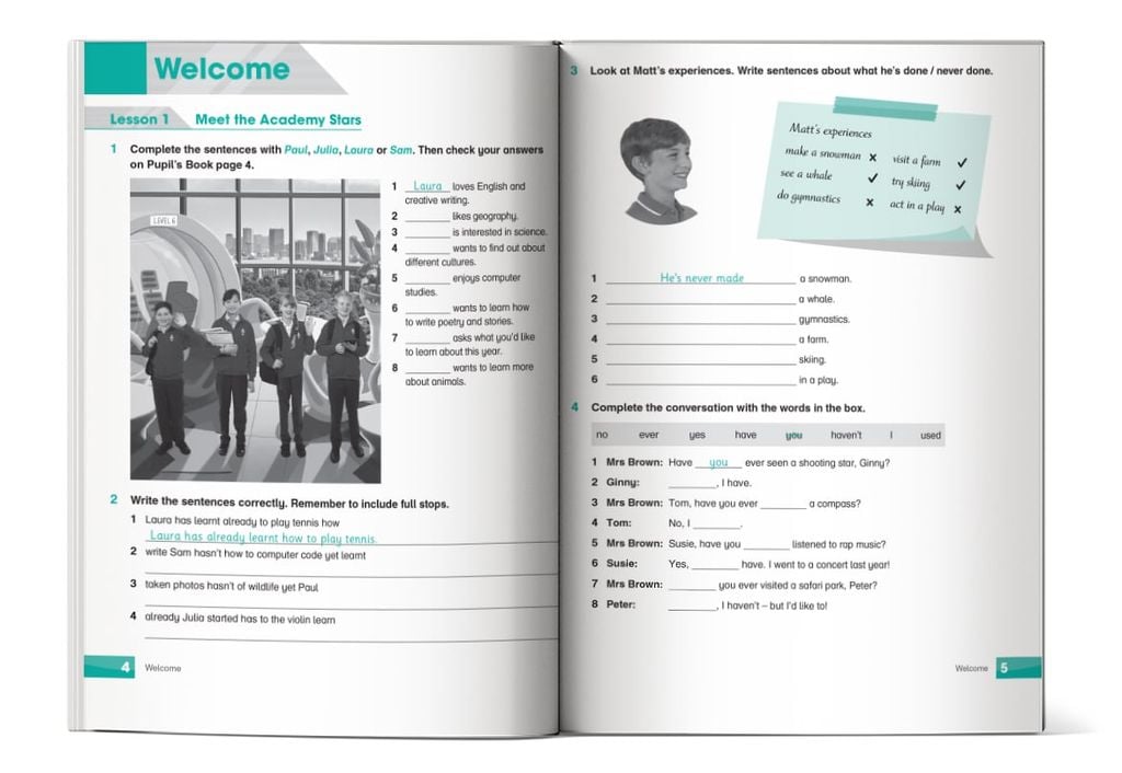 Nội dung trong sách Academy Stars 6 Workbook