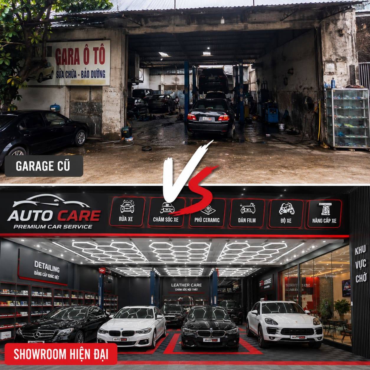 Tầm quan trọng của màu sắc garage và phối màu thiết kế showroom chăm sóc xe