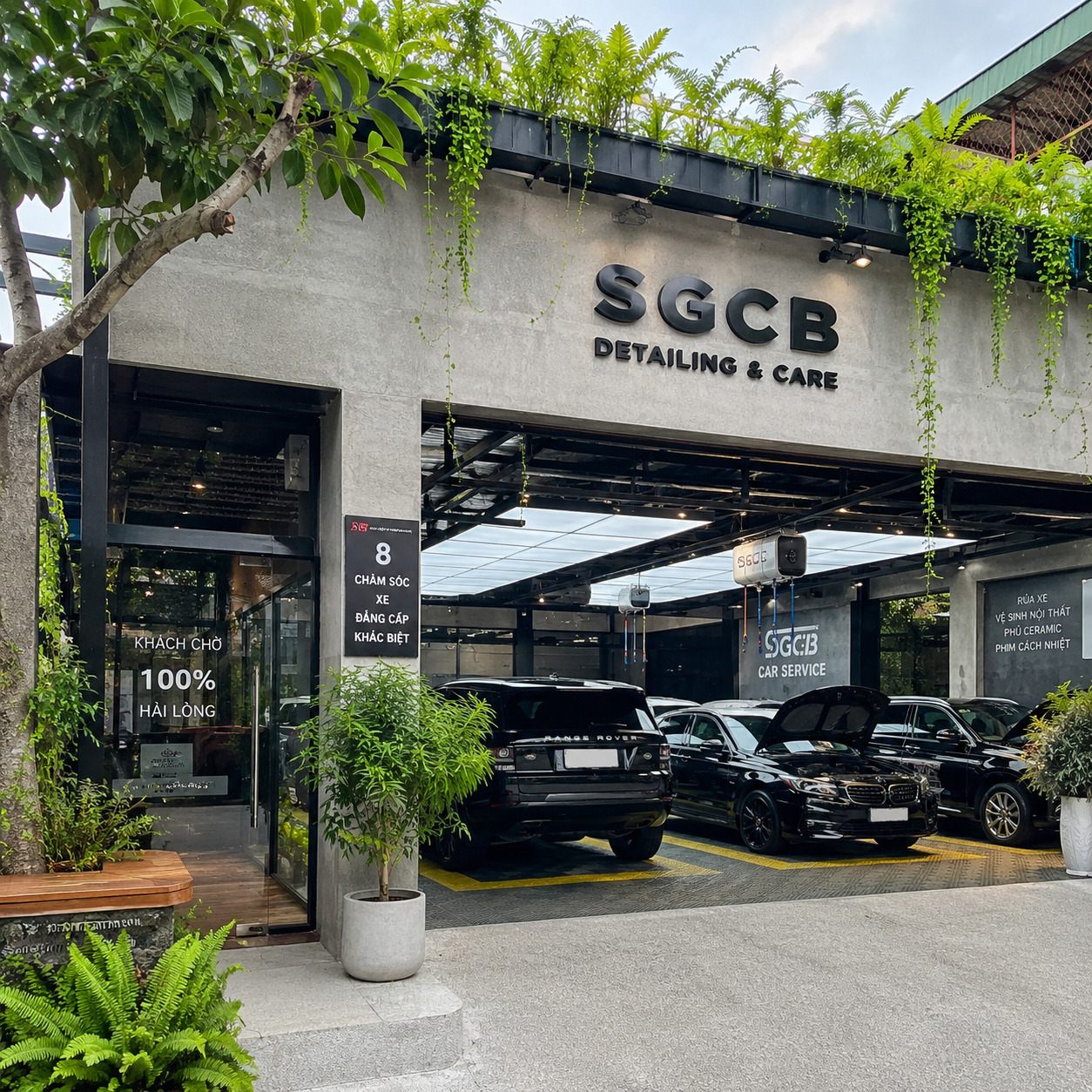 Tiêu chuẩn kích thước và kỹ thuật khi setup garage có bố trí cây xanh