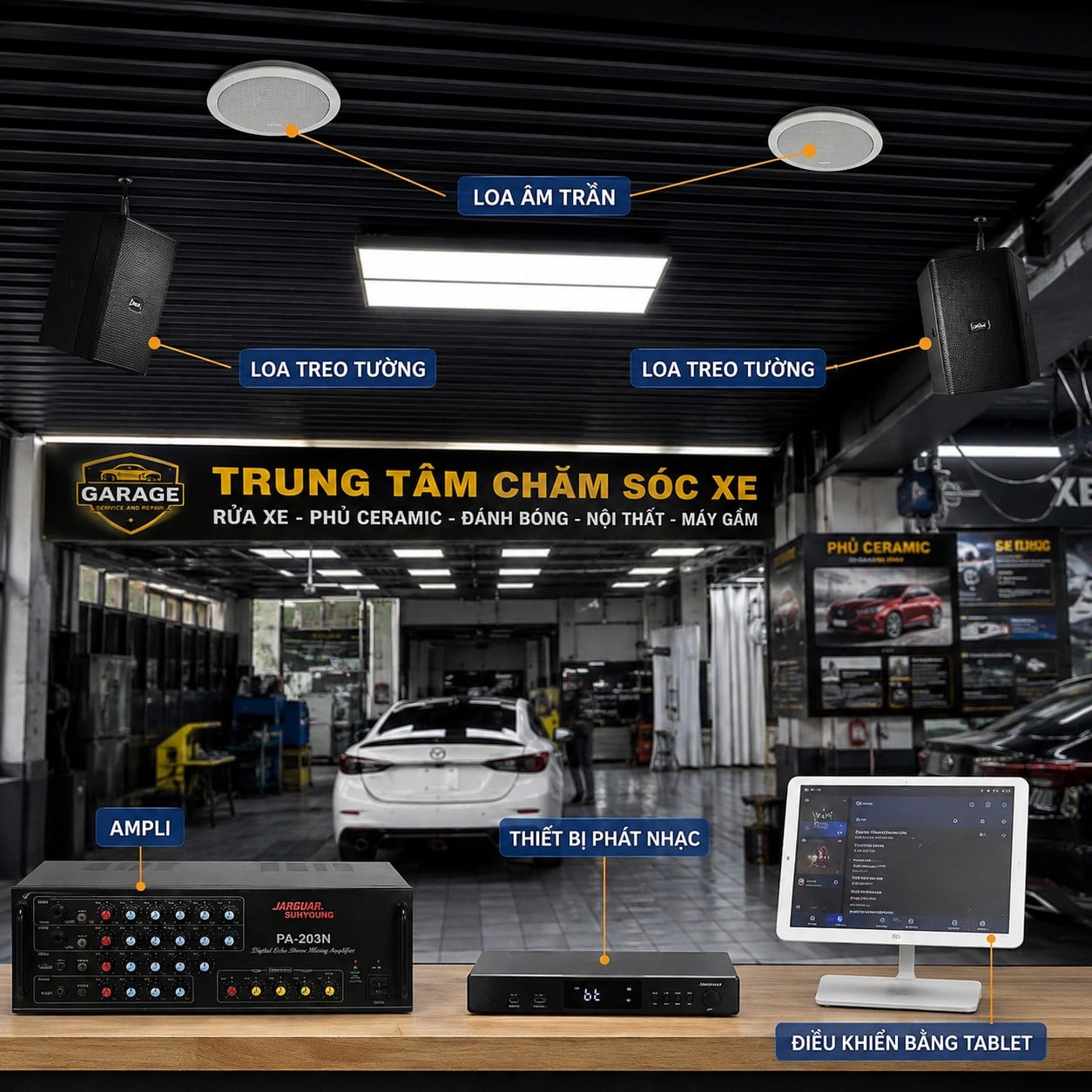 Tiêu chuẩn kỹ thuật khi setup hệ thống âm thanh cho garage