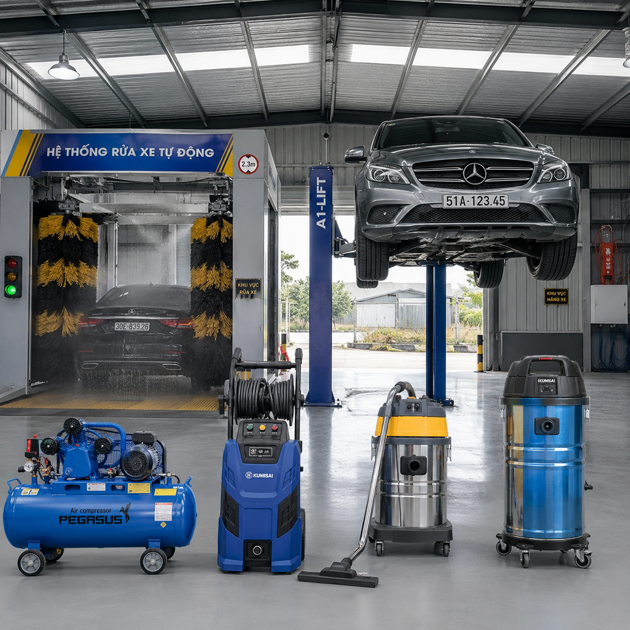Tiêu chuẩn thiết kế tiệm rửa xe tự động tối ưu không gian