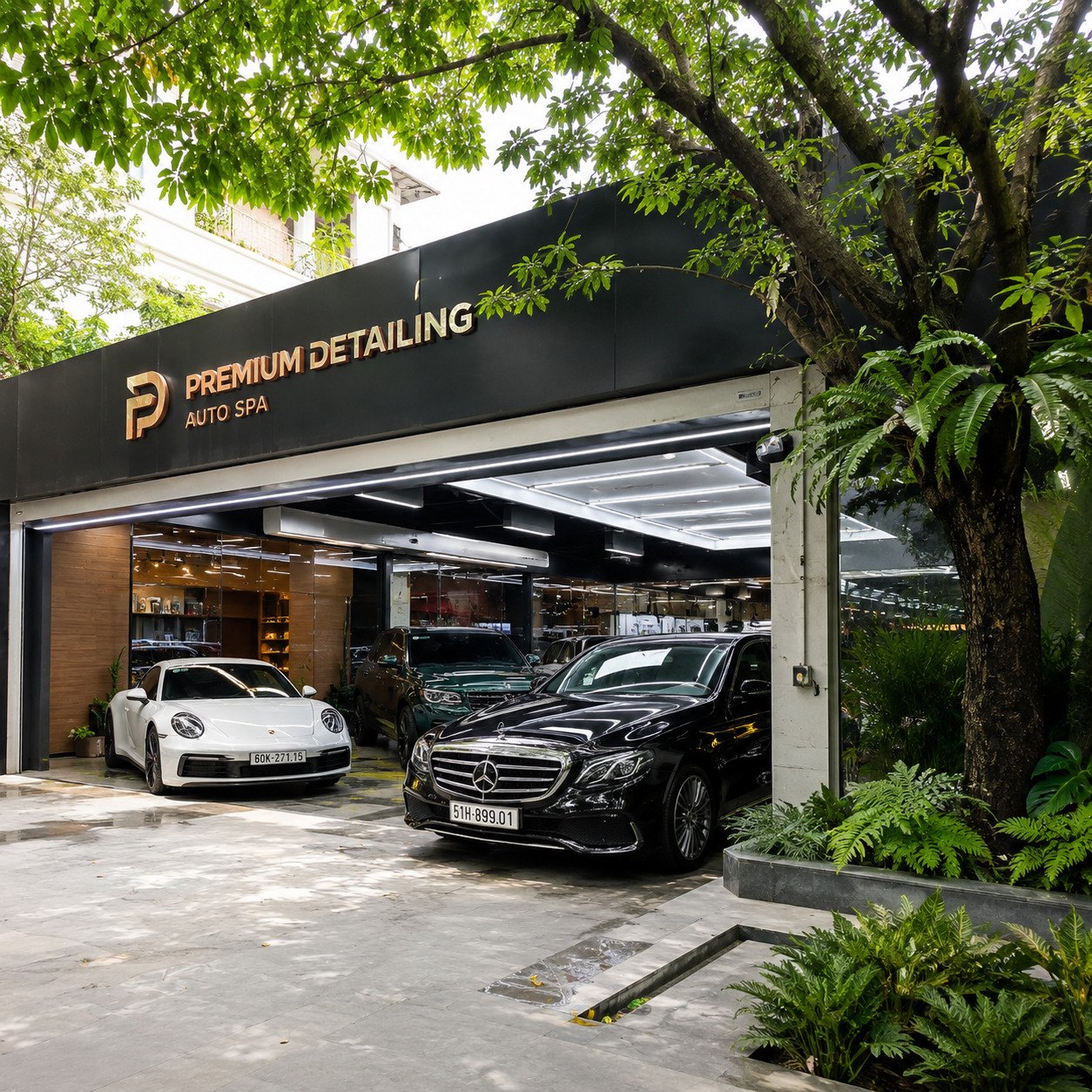 Cách bố trí cây xanh garage theo từng loại hình sử dụng