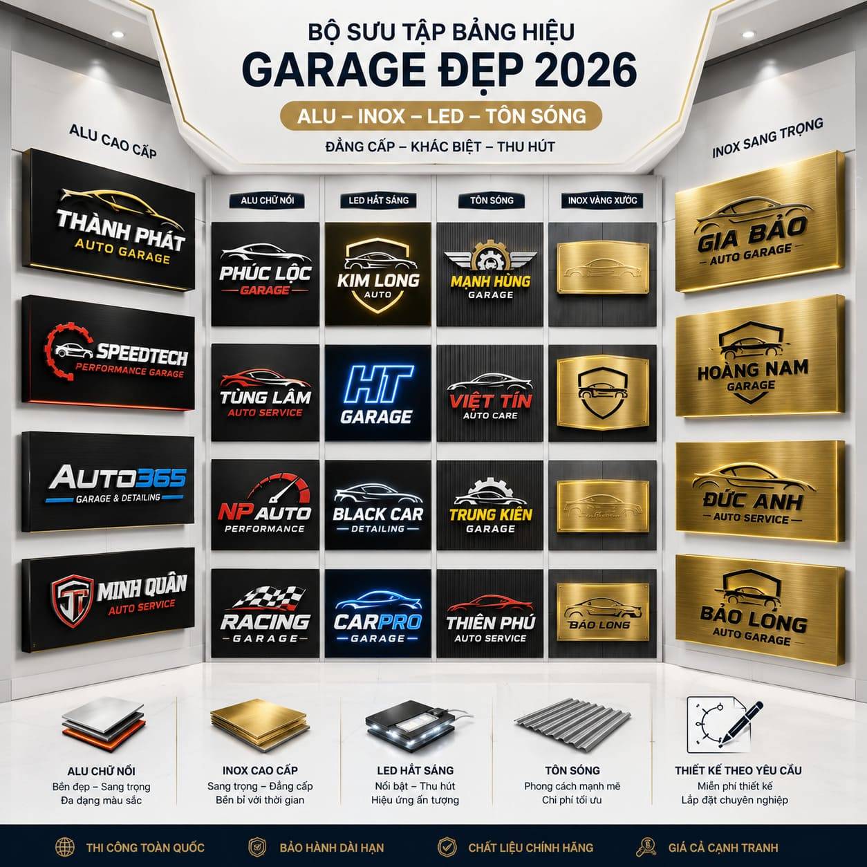Tổng hợp 50+ mẫu bảng hiệu garage đẹp phân theo phân khúc dịch vụ
