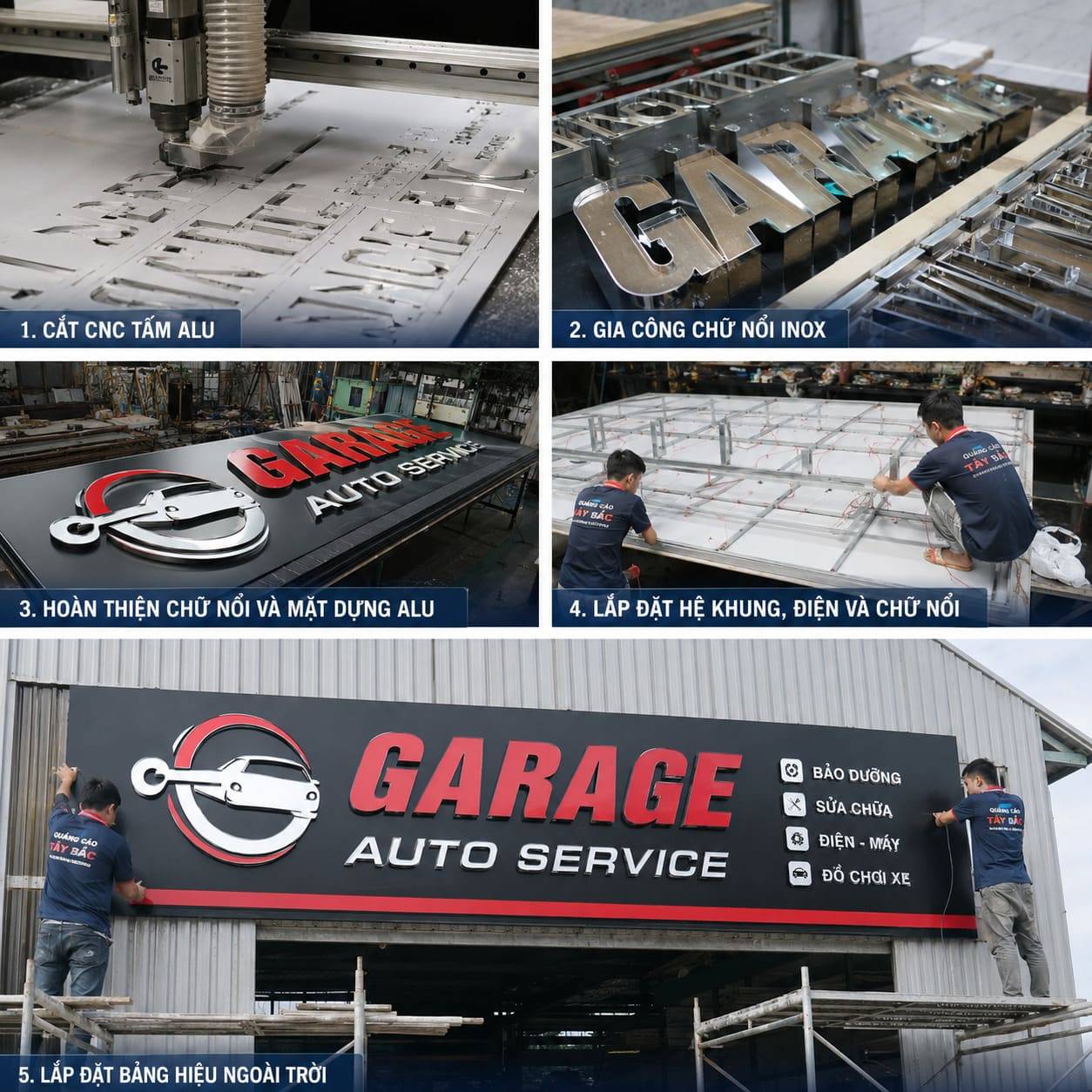 Quy trình 5 bước thi công bộ nhận diện thương hiệu garage chuẩn SEO