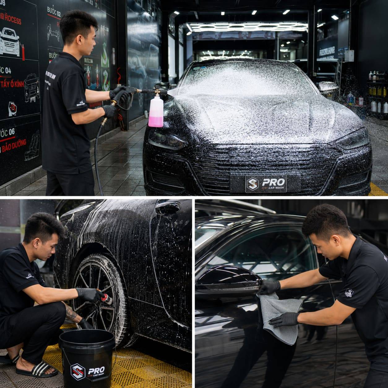 Quy trình rửa xe ô tô chuyên nghiệp chuẩn Detailing cho tiệm và trung tâm chăm sóc xe