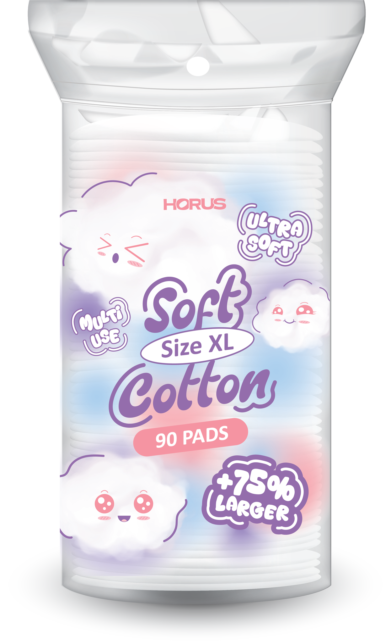 GIỚI THIỆU BÔNG TẨY TRANG CHỮ NHẬT HORUS MEGA RECTANGLE SOFT COTTON PADS 90 PADS - SIZE XL