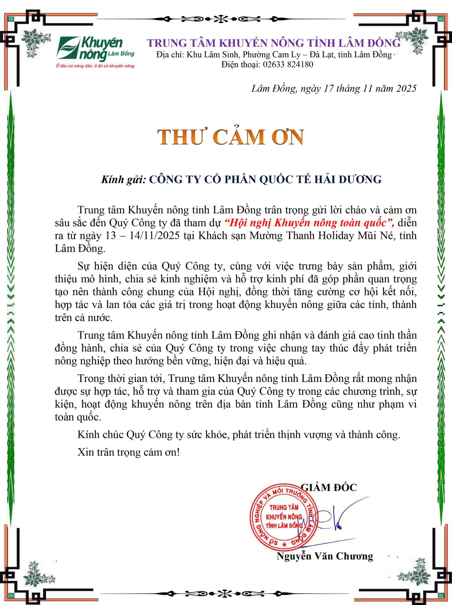 HẢI DƯƠNG THAM DỰ HỘI NGHỊ KHUYẾN NÔNG TOÀN QUỐC NĂM 2025