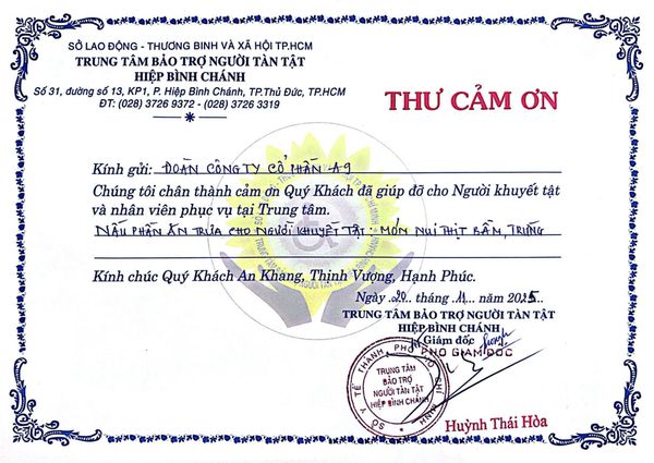 HOẠT ĐỘNG THIỆN NGUYỆN TẠI TRUNG TÂM BẢO TRỢ NGƯỜI TÀN TẬT HIỆP BÌNH CHÁNH