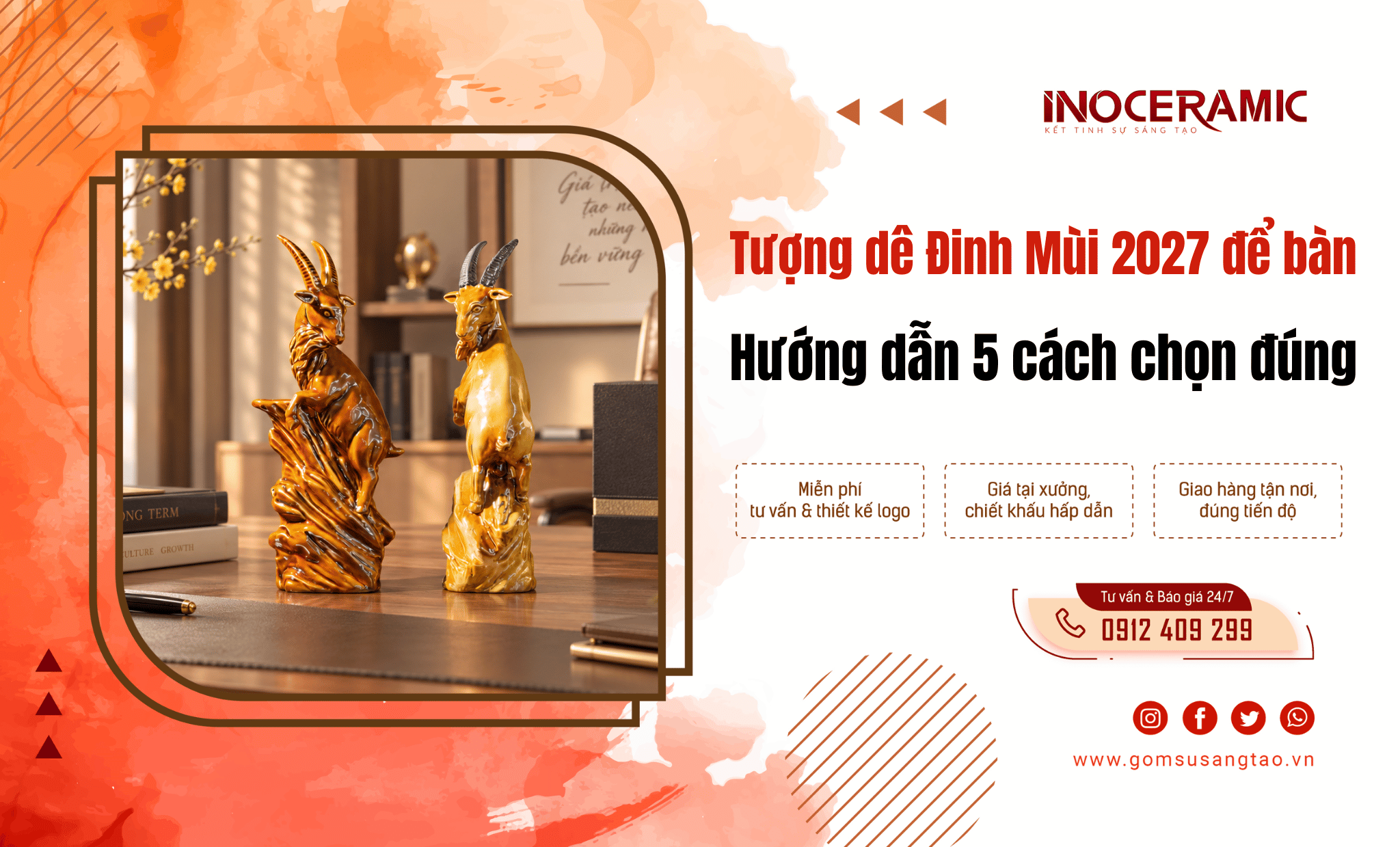 Tượng dê Đinh Mùi 2027 để bàn: 5 cách chọn đúng