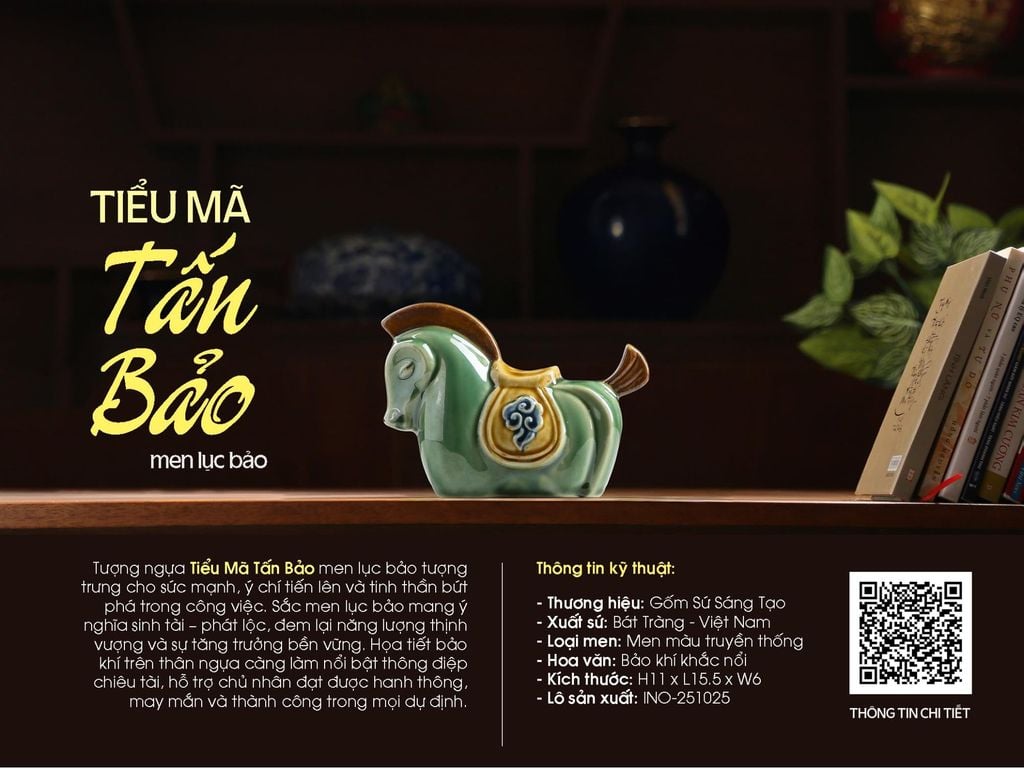 Tượng ngựa Tiểu Mã Tấn Bảo gốm sứ Bát Tràng in logo quà tặng doanh nghiệp