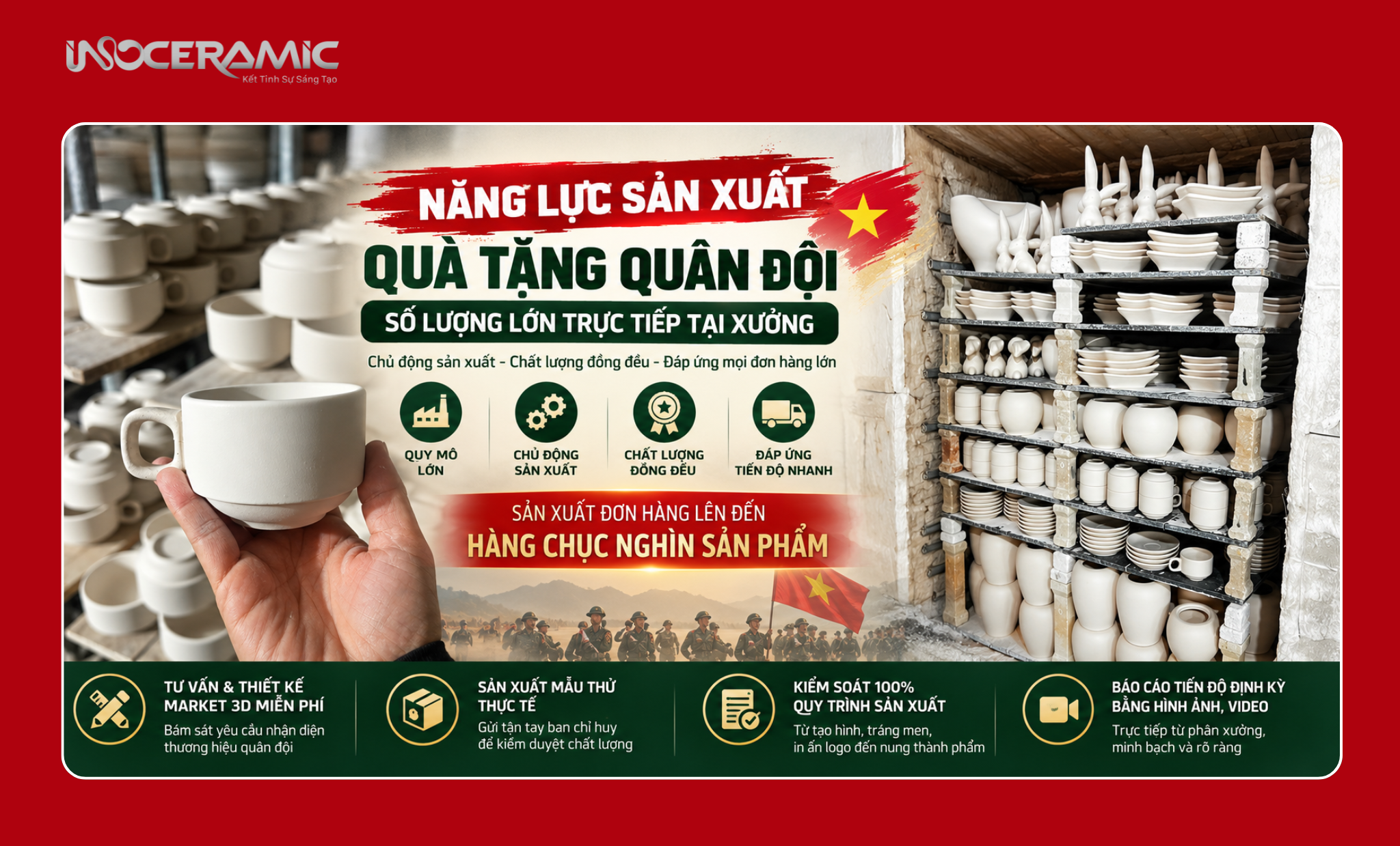 Năng lực sản xuất quà tặng quân đội số lượng lớn trực tiếp tại xưởng