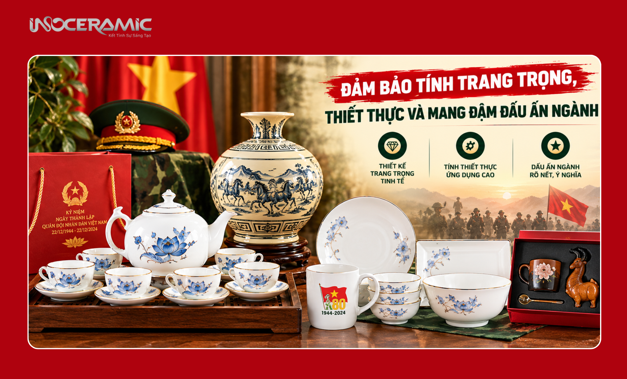 Bộ quà tặng ngành quân đội được thiết kế trang trọng mang đậm bản sắc quân sự