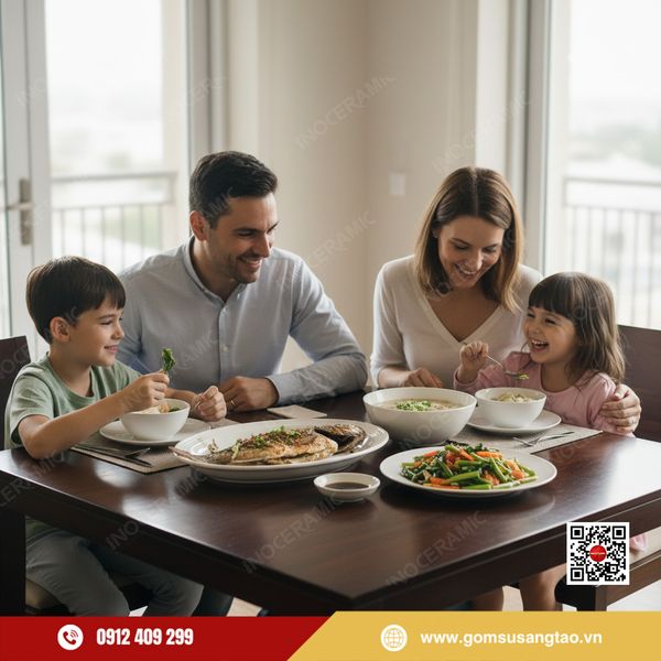 Bộ bát chén cơm 6 chiếc Bát Tràng – quà Tết công đoàn thiết thực, tinh tế