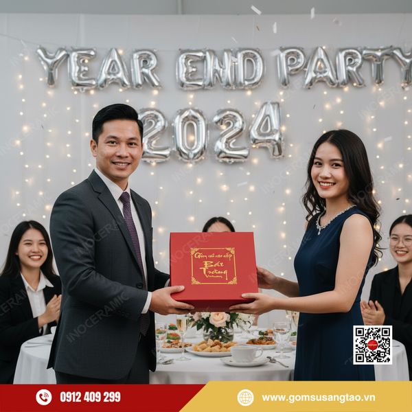 Quà Tết gốm sứ Bát Tràng bộ 10 bát cơm hoa bồ công anh sang trọng, tinh tế