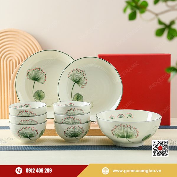 Set quà Tết bộ chén bát hoa bồ công anh tinh tế, sang trọng và ý nghĩa