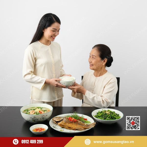 Hộp quà Tết gốm sứ Bát Tràng in logo thương hiệu doanh nghiệp