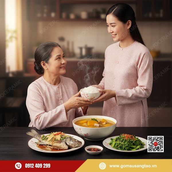 Hộp quà Tết gốm sứ Bát Tràng in logo doanh nghiệp cao cấp