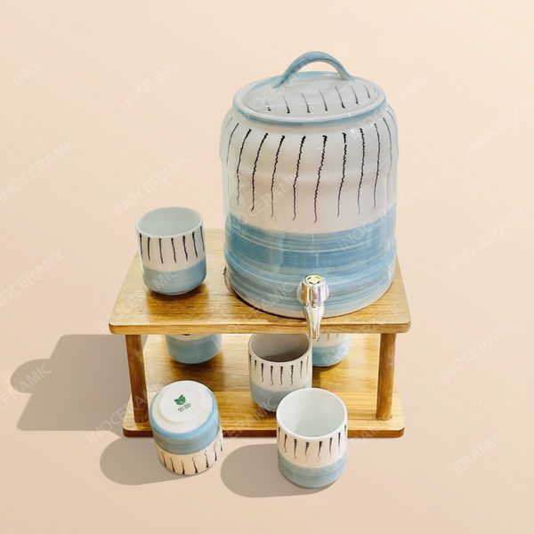 Quà tặng doanh nghiệp bộ bình sứ đựng nước in logo cao cấp