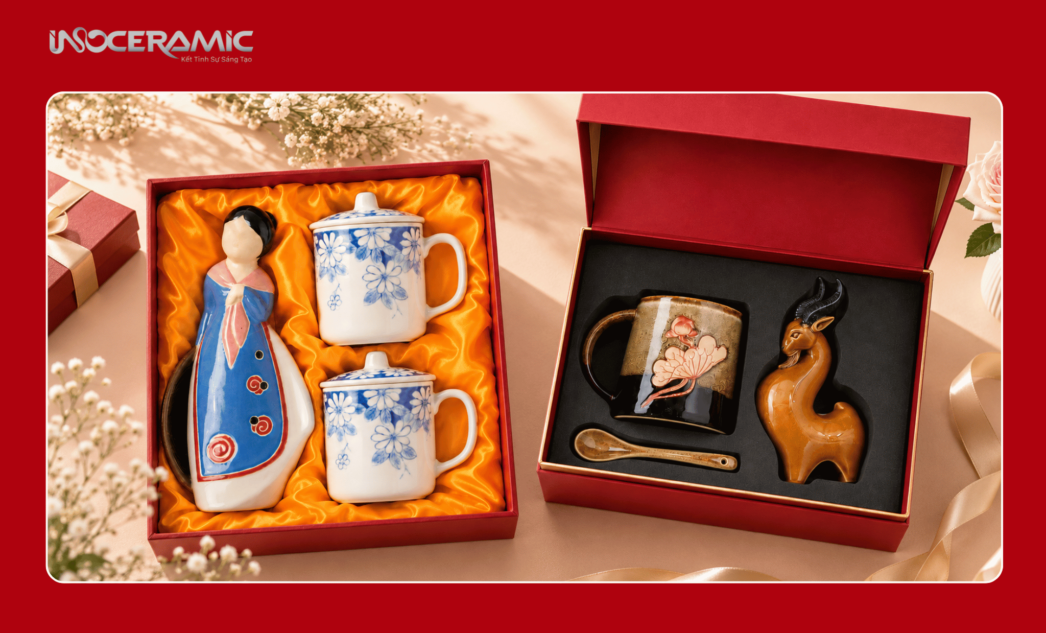Giftset quà tặng gốm sứ mix sẵn độc đáo làm quà tặng 20-10 số lượng lớn