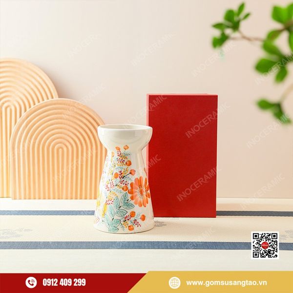 Lọ hoa Tết Hương Xuân gốm sứ Bát Tràng phong cách Indochine