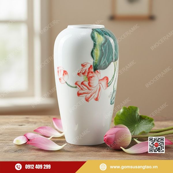 Lọ hoa Tết Sen Hạ Vũ – quà tặng tinh tế và may mắn.