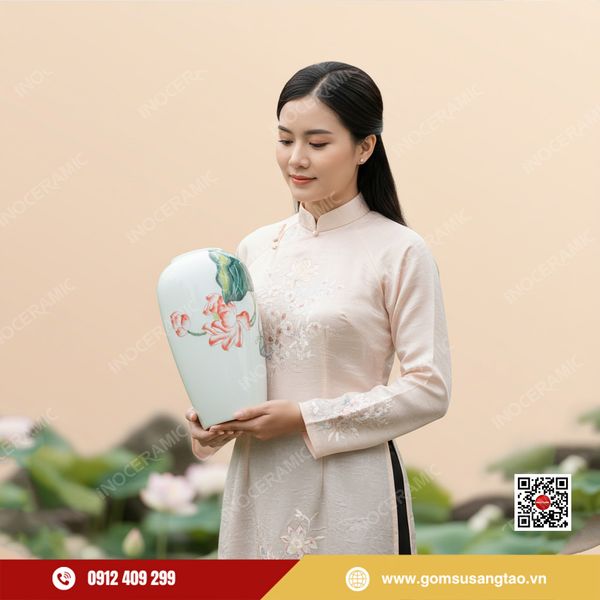 Lọ hoa phong thủy Sen Hạ Vũ – biểu trưng may mắn đầu xuân