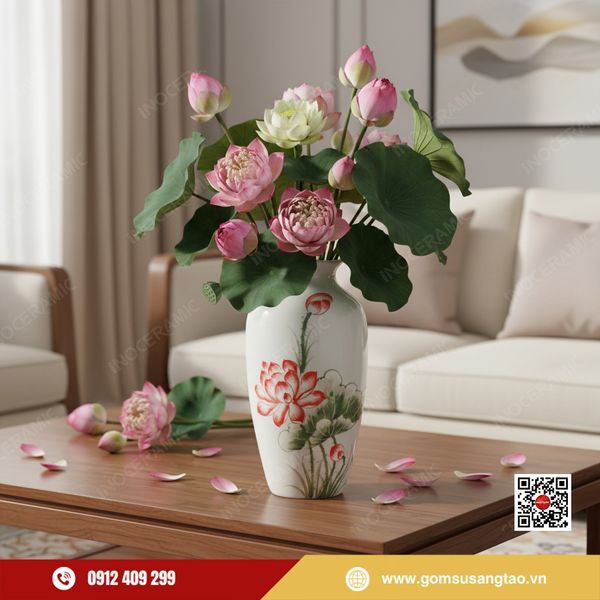 Lọ hoa phong thủy Hồng Liên Thanh Ngọc – biểu trưng phú quý đầu xuân