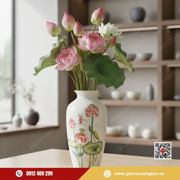 Lọ hoa Tết Liên Phi Vũ – quà tặng khách hàng và đối tác