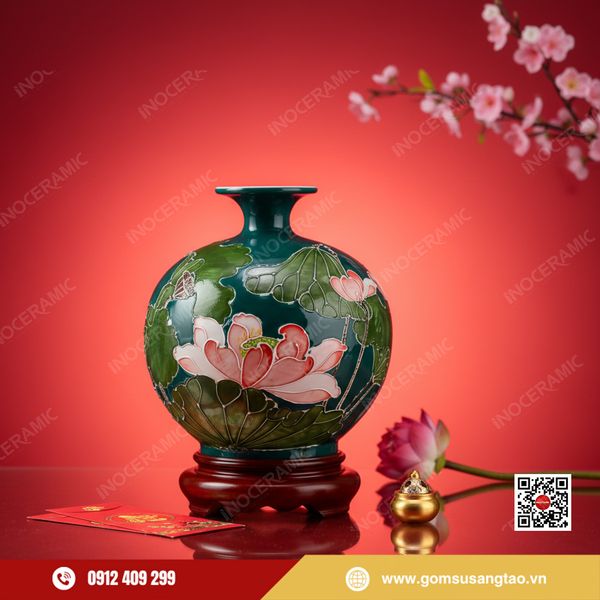 Quả Hút Lộc Ngọc Liên Phú Quý – Quà Tết Gốm Sứ Bát Tràng Cao Cấp, Chiêu Tài Tụ Lộc