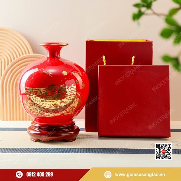 Quả hút lộc Thuận Buồm Xuôi Gió gốm sứ Bát Tràng làm quà Tết cao cấp