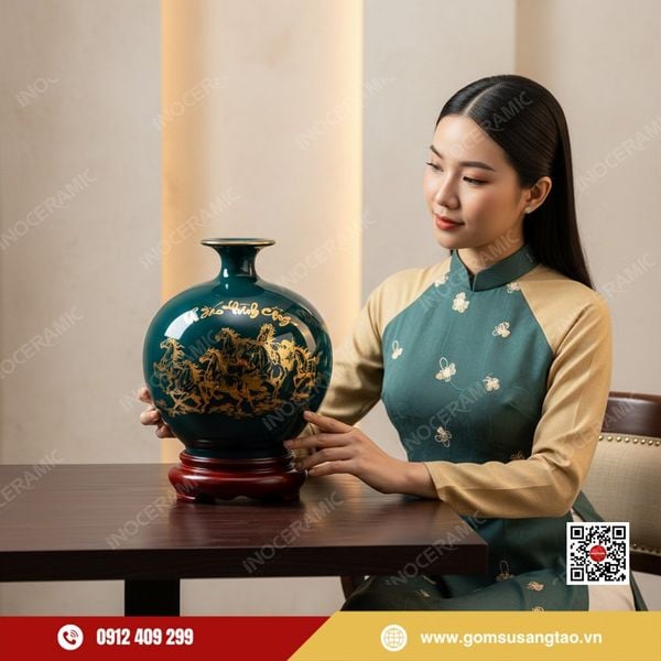 Set quà Tết cao cấp bình hút lộc Mã Đáo Thành Công chiêu tài tụ lộc.