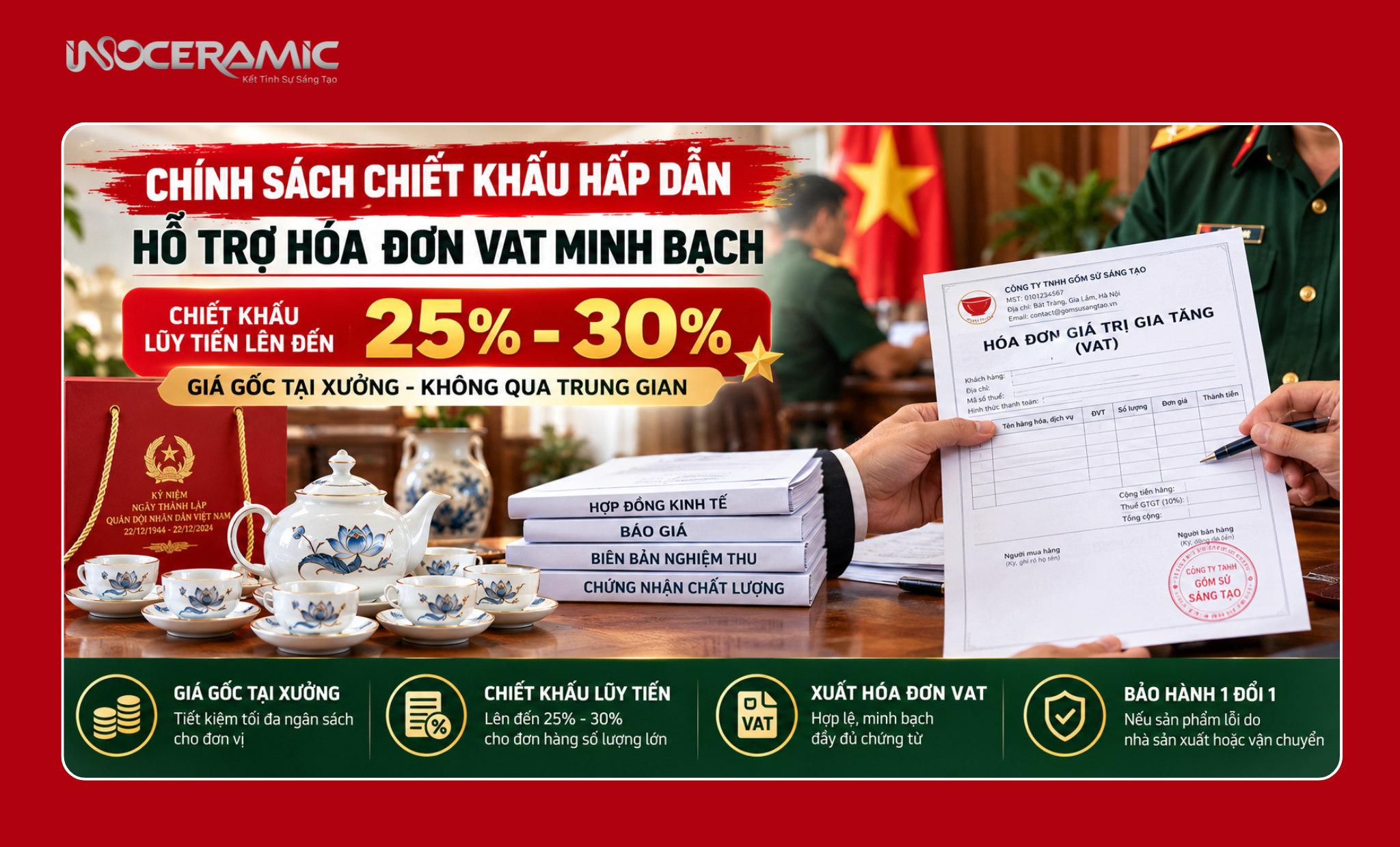 Quy trình ký kết hợp đồng và xuất hóa đơn VAT cho dự án quà tặng ngành quân đội