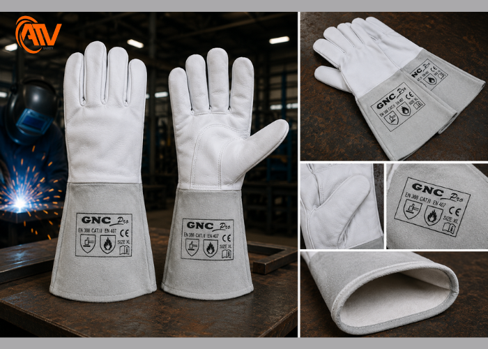 Găng tay GNC TIG trắng xám 31cm