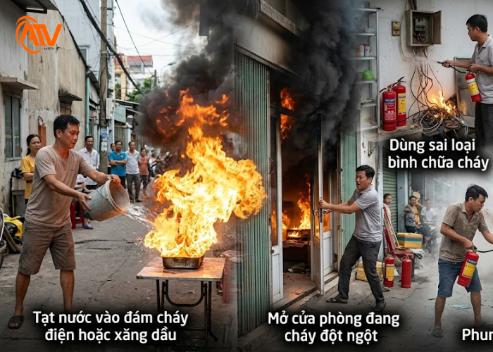 sai lầm nguy hiểm khi chữa cháy