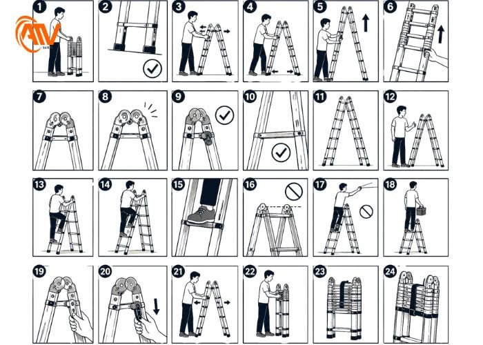 Hướng dẫn chi tiết sử dụng thang nhôm chữ A đúng kỹ thuật hiệu quả