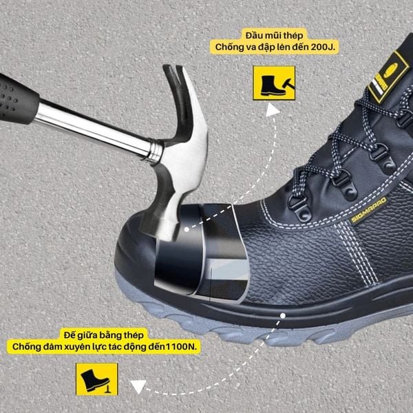 Giày Sigmapro cổ cao chống đinh và chống va đập