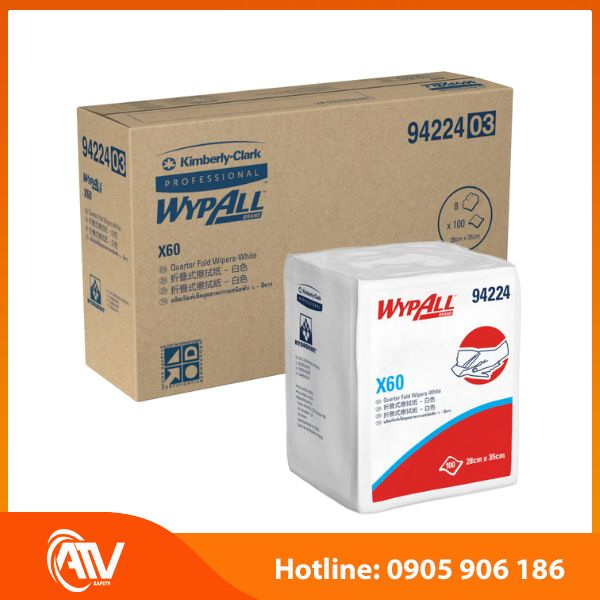 Giấy lau thấm dầu Wypall X60 94224 đóng gói chuẩn