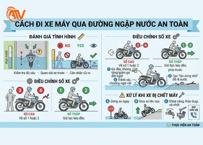 đi xe an toàn qua đường ngập nước