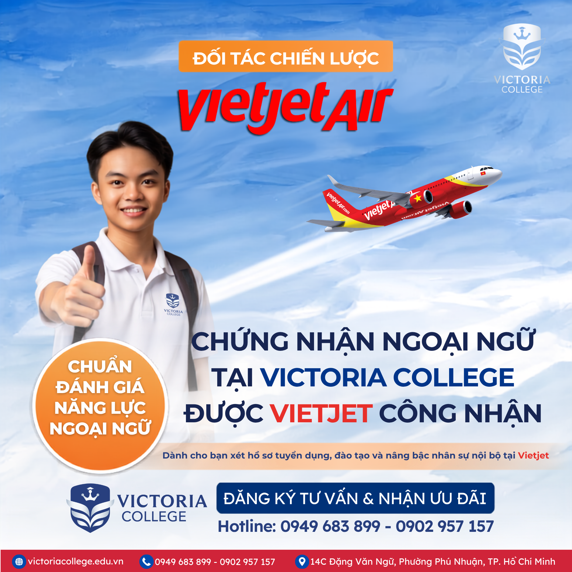 Đặc Quyền Ngoại Ngữ: Chứng Nhận Tiếng Anh Victoria College Được Vietjet Air Công Nhận