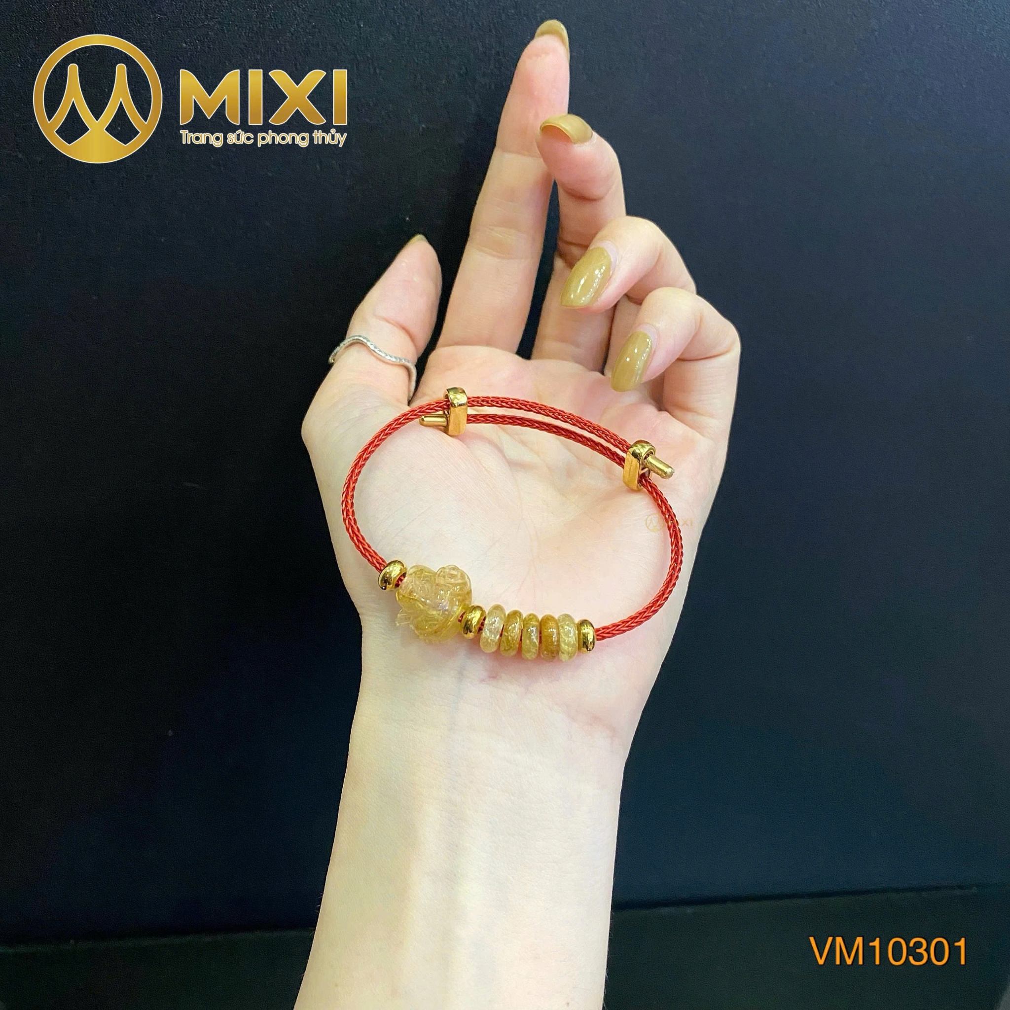 🌟 Vòng Tay Hồ Ly Mix Ngũ Điếu Thạch Anh Tóc Vàng – Vượng Tài, Đắc Duyên, Bình An