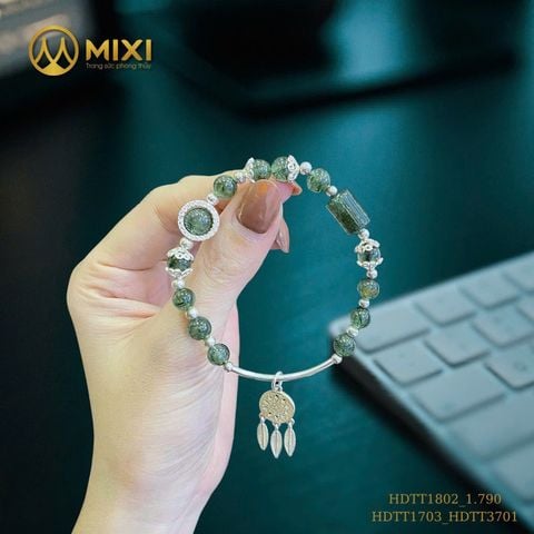 VÒNG TAY THẠCH ANH TÓC XANH MIX CHARM DREAMCATCHER BẠC – TINH TẾ, QUÝ PHÁI & MANG NĂNG LƯỢNG CỦA NHỮNG NÀNG NỘI TÂM MẠNH MẼ