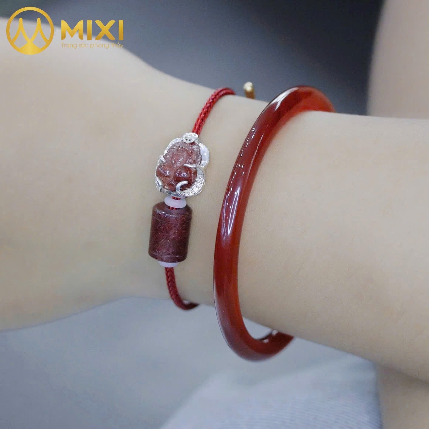 VÒNG TAY DÂY CÁP MIX TỲ HƯU & LU THỐNG THẠCH ANH TÓC ĐỎ: BỨT PHÁ TÀI LỘC – VẠN SỰ HANH THÔNG