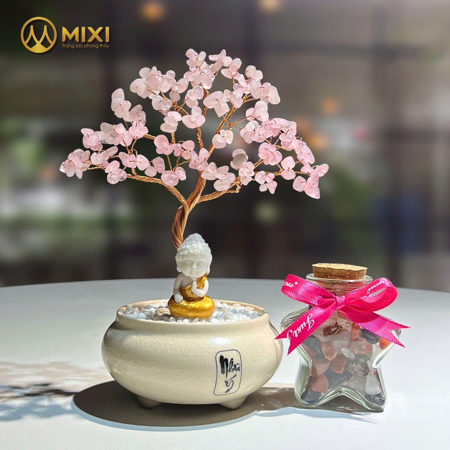 CÂY TÀI LỘC THẠCH ANH HỒNG – CHẬU MEN CHỮ NHƯ Ý